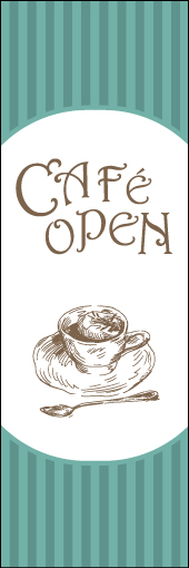 CAF? OPEN 03 「CAFE OPEN」ののぼりです。 落ち着きのある優雅なイメージでデザインしました。(Y.T)