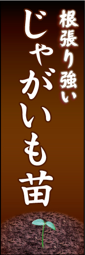 じゃがいも苗 01 「じゃがいも苗」ののぼりです。大地に根付くじゃがいもの苗を表現しました。(K.K)