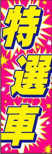 特選車 03「特選車」ののぼりです。とにかくロードサイドで目にとまって頂ければと思います。(D.N) 